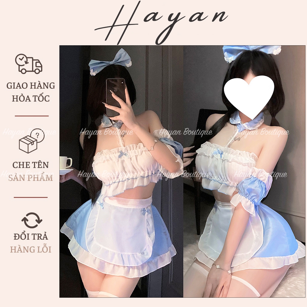 CP7 ชุดนอนแม่บ้านเซ็กซี่ลายตารางหมากรุกเย้ายวน ชุดนอนคอสเพลย์แม่บ้านเซ็กซี่ CP7