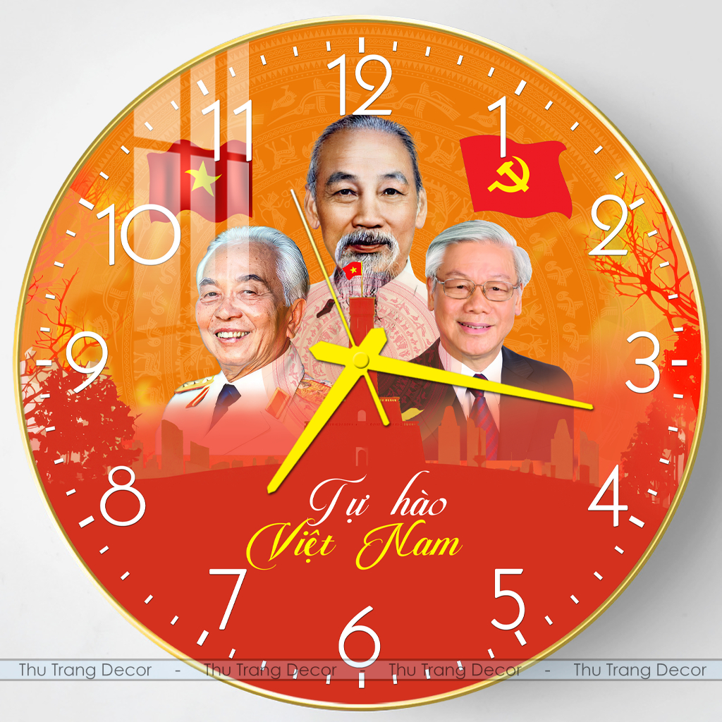 นาฬิกาแขวนทรงกลม "VIETNAMESE GREAT PERSONS" พิมพ์ UV 5D คุณภาพสูง