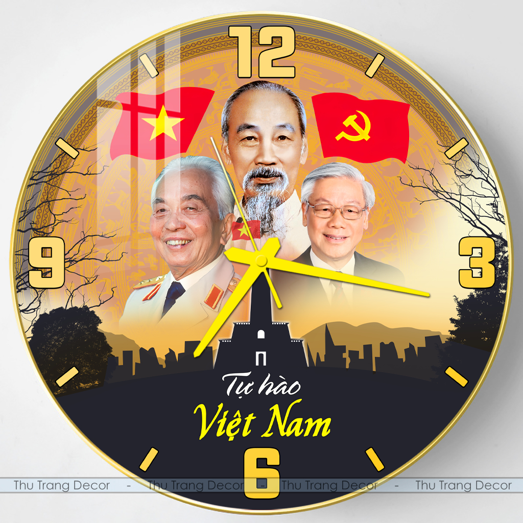 นาฬิกาแขวนกระจกทรงกลม "VIETNAMESE GREAT PERSONS" พิมพ์ UV 5D คุณภาพสูง