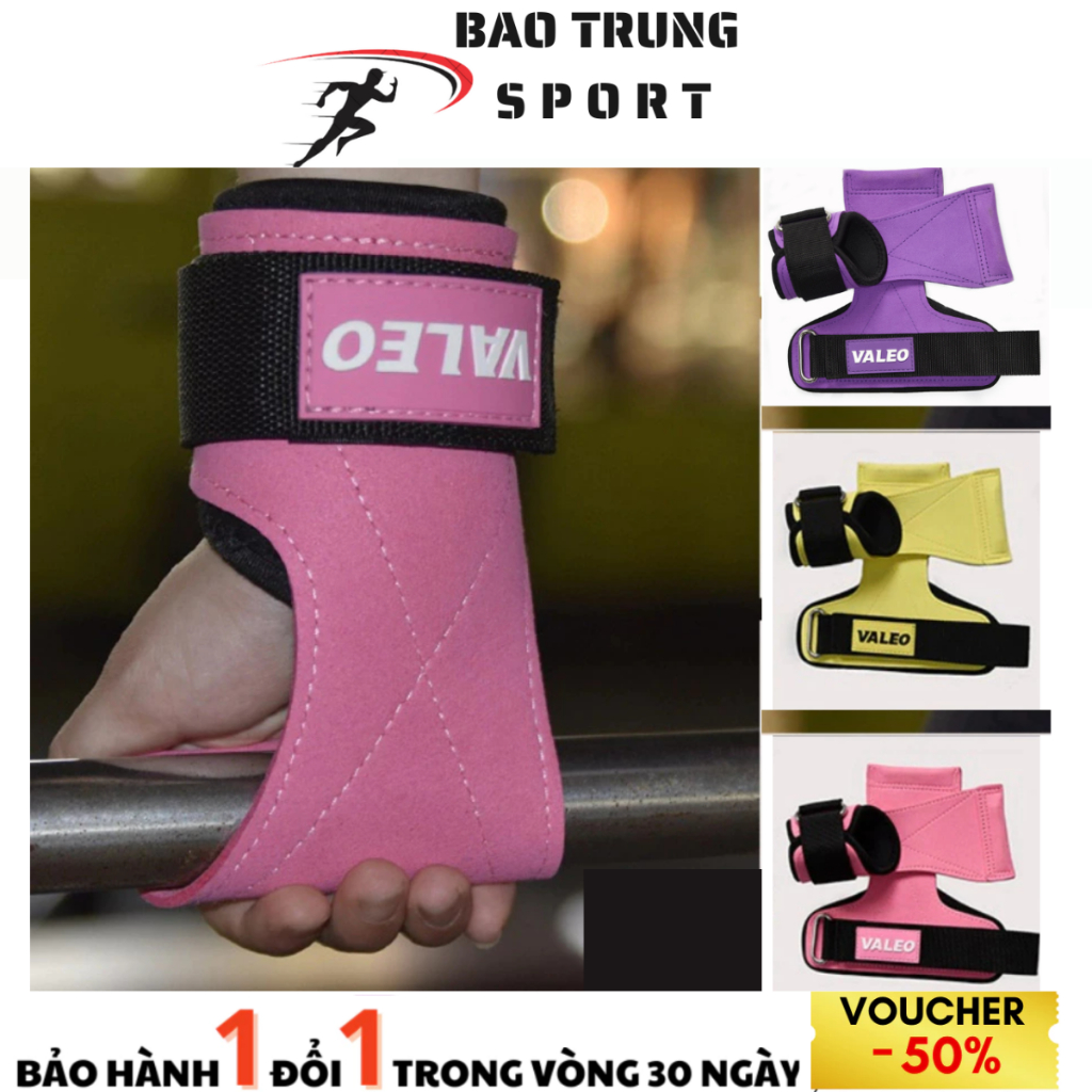 VALEO ถุงมือยิมสตรี Gym Back Pull Straps Lifting Straps Deadlift Weight Training Bar (1 คู่)