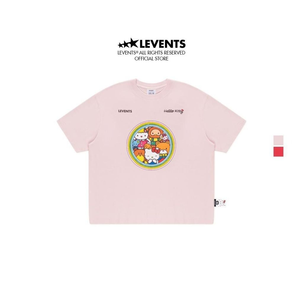Levents x Hello Kitty | Kittys Family Semi-Old Tee ผ้าฝ้าย 100% เสื้อยืด Unisex