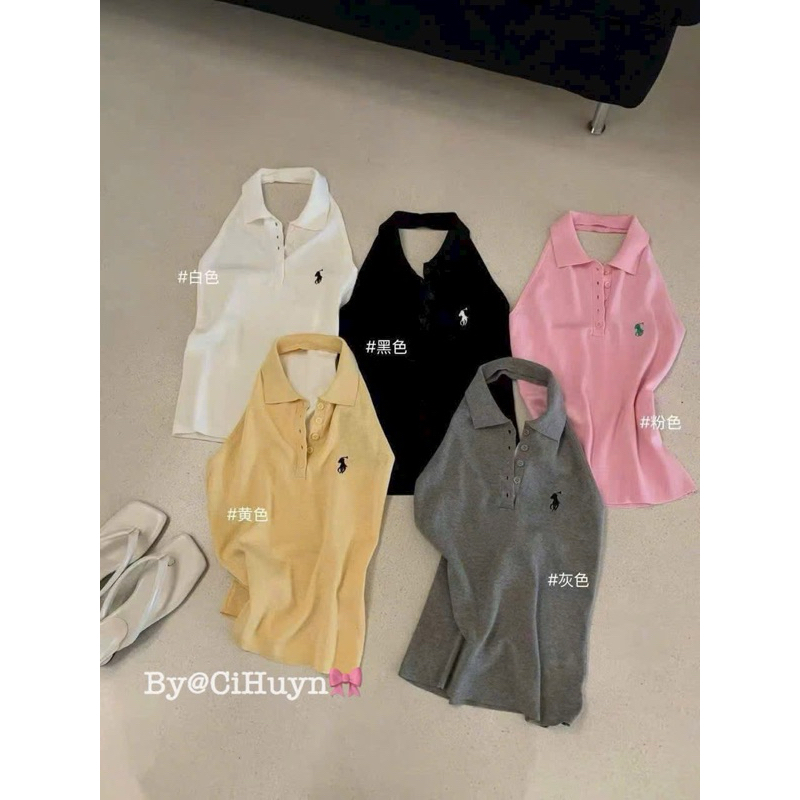 LT - เสื้อสเวตเตอร์สายเดี่ยวคอปกเยอรมันปักลายป้ายสไตล์ wgwe Ulzzang y2k บุคลิกภาพ 1020