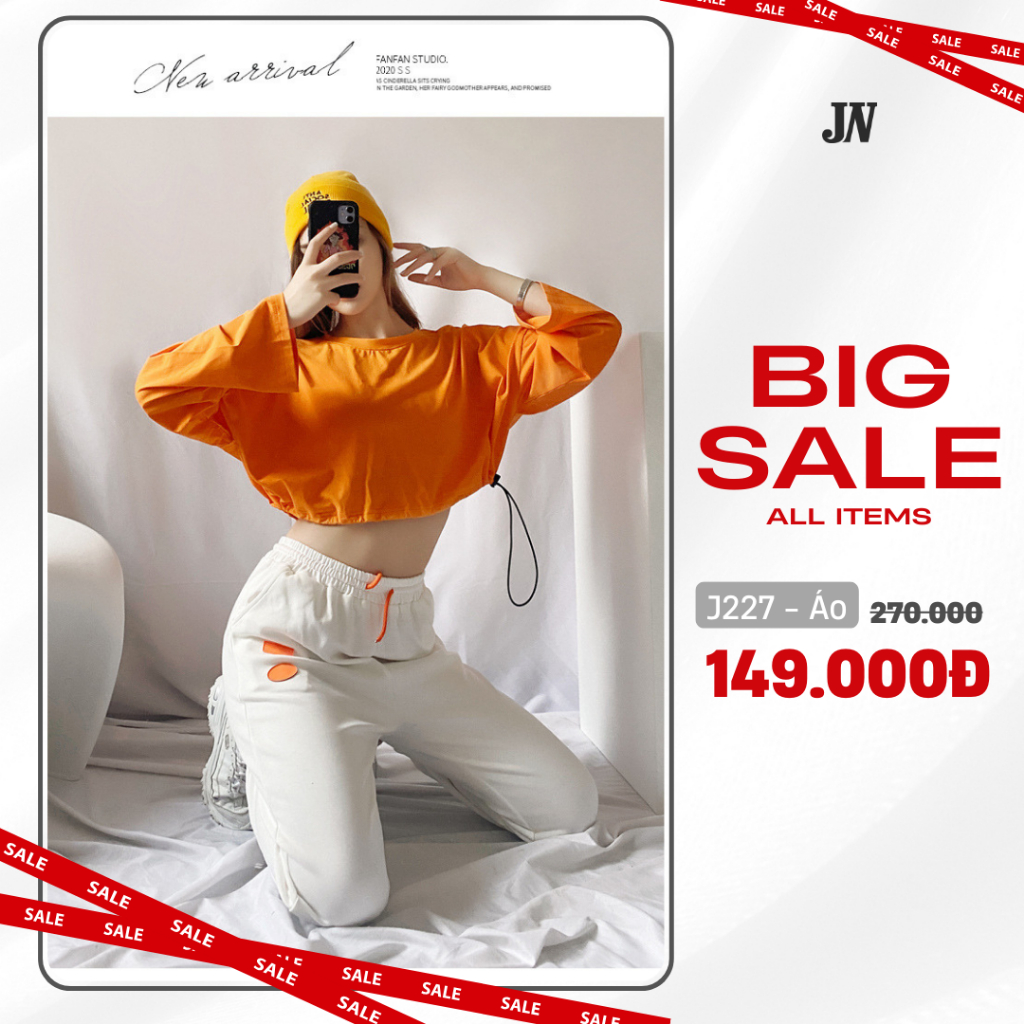 JEWIS Orange Crop-Top Cotton Waist Shirt - J227