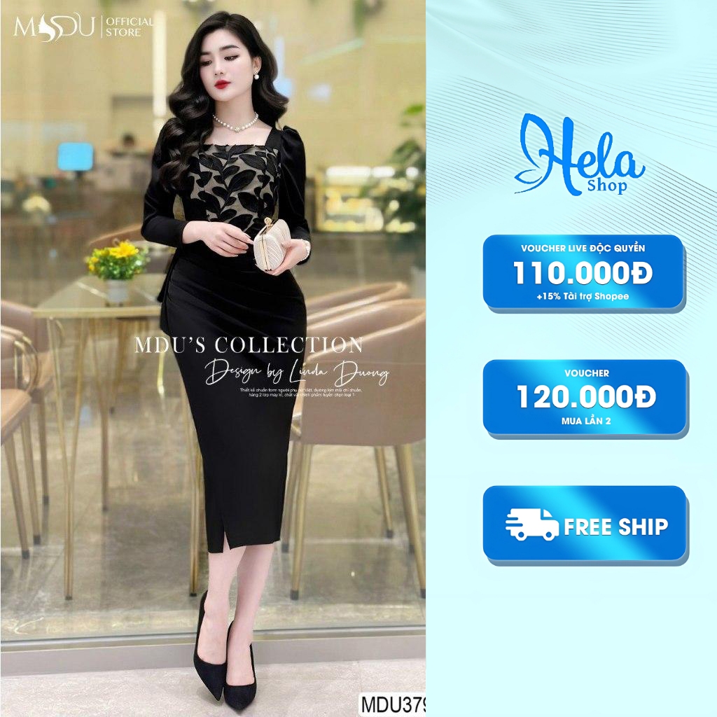 ชุดเดรสสํานักงาน K47-d1-2 ดีไซน์คอเหลี่ยม หมวกลูกไม้เชื่อมมะม่วงทําจาก Mdu MDU3798