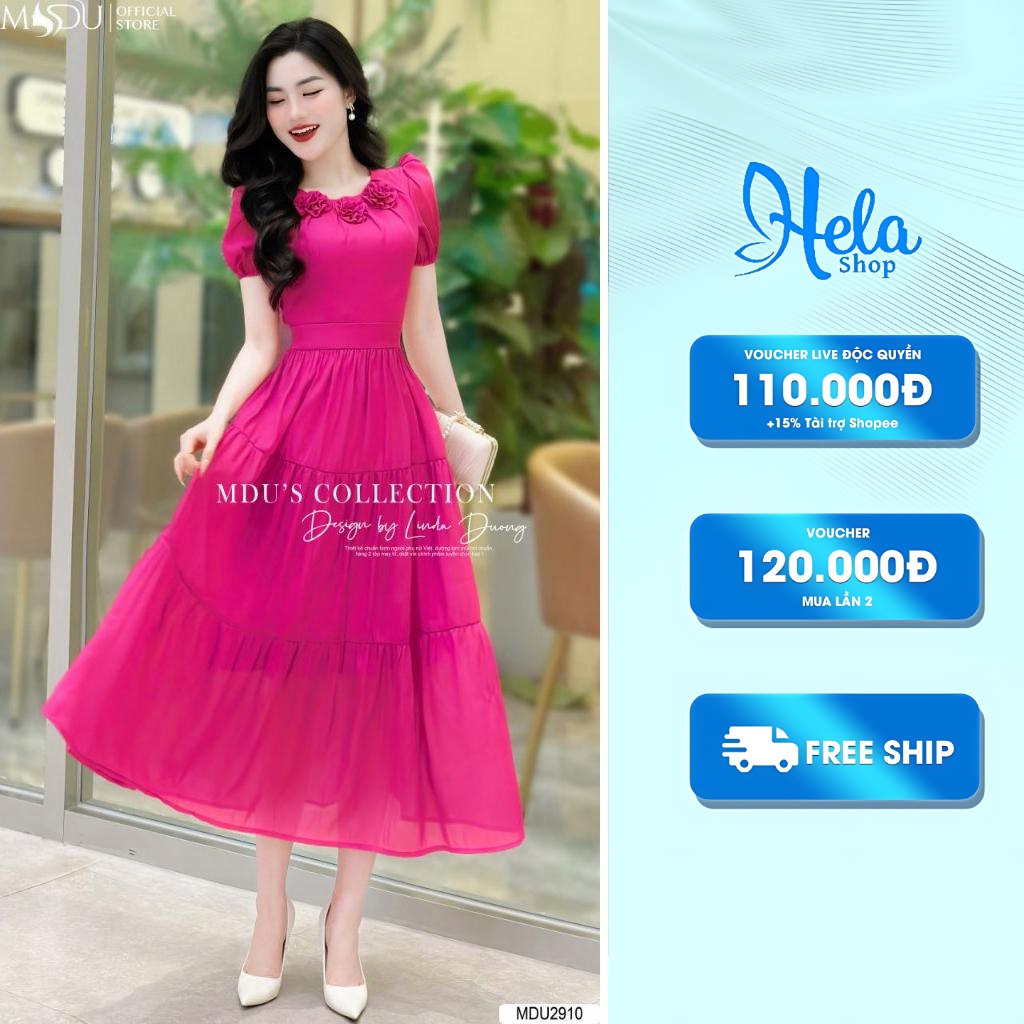 Lady Dress K66-d1-2 บานเล็กน้อยพร้อมดอกไม้สะดุดตา Accents จาก Mdu MDU2910