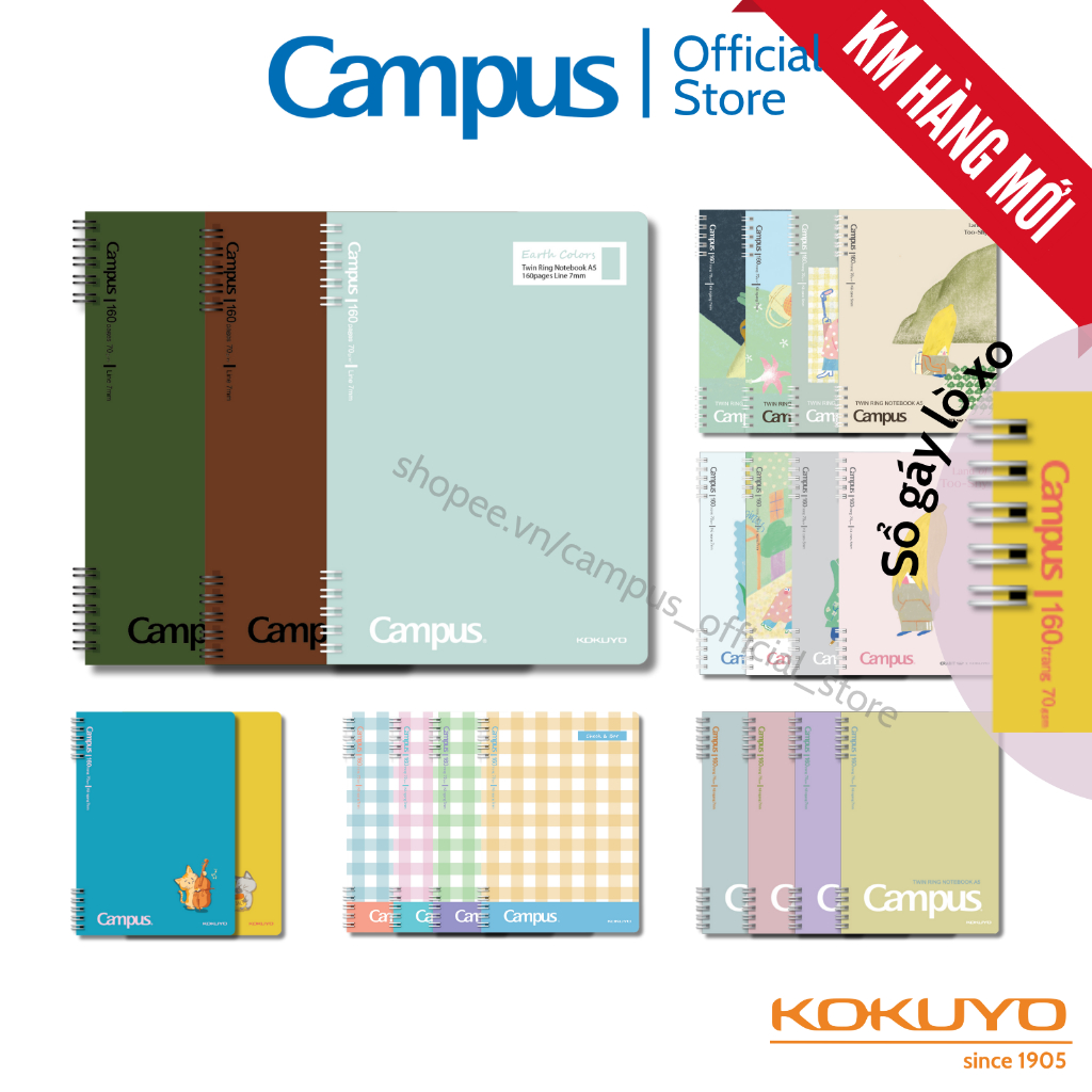 สมุดโน้ต XO Spring สมุดโน๊ตขนาด B5/A5/A6/A7 เลขหน้า 80/100/160 หน้า Kokuyo Campus ของแท้