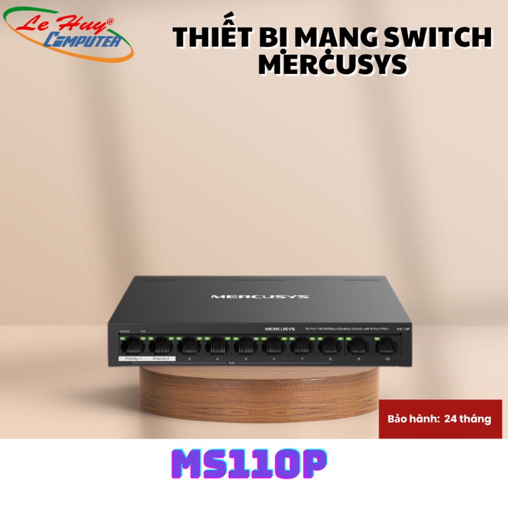 Mercusys MS110P 10 Port 10/100 Mbps Network Switch - สินค้าของแท้