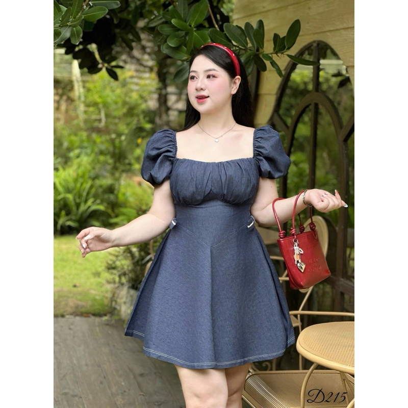 ชุดเดรสยีนส์ผู้หญิงไซส์ใหญ่ 50-90KG น่ารัก ทรงเข้ารูป ทรงแฮ็ก คอนซีลเลอร์ - D215 - U Xinh Store (ยีน