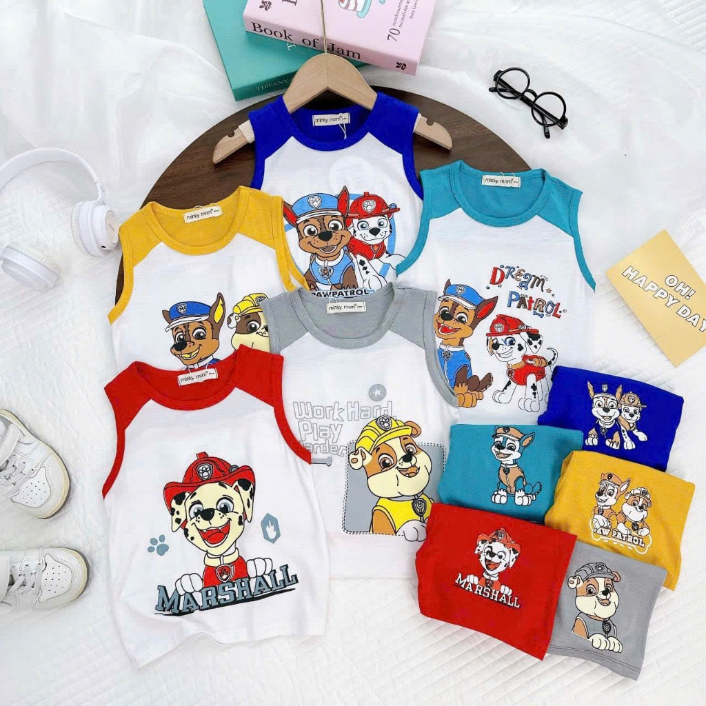 ชุดเสื้อยืด Minky Mom Cool ของแท้สําหรับเด็กชายและเด็กหญิง A3-BL-15