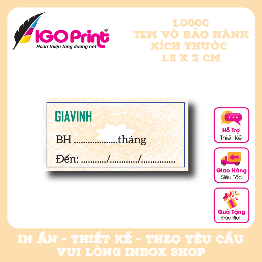 Combo 1.000c Igo พิมพ์ Anti-coounterfeit Decal สติกเกอร์หักคุณภาพสูงออกแบบที่กําหนดเองขนาด 1.5 x 3 ซ