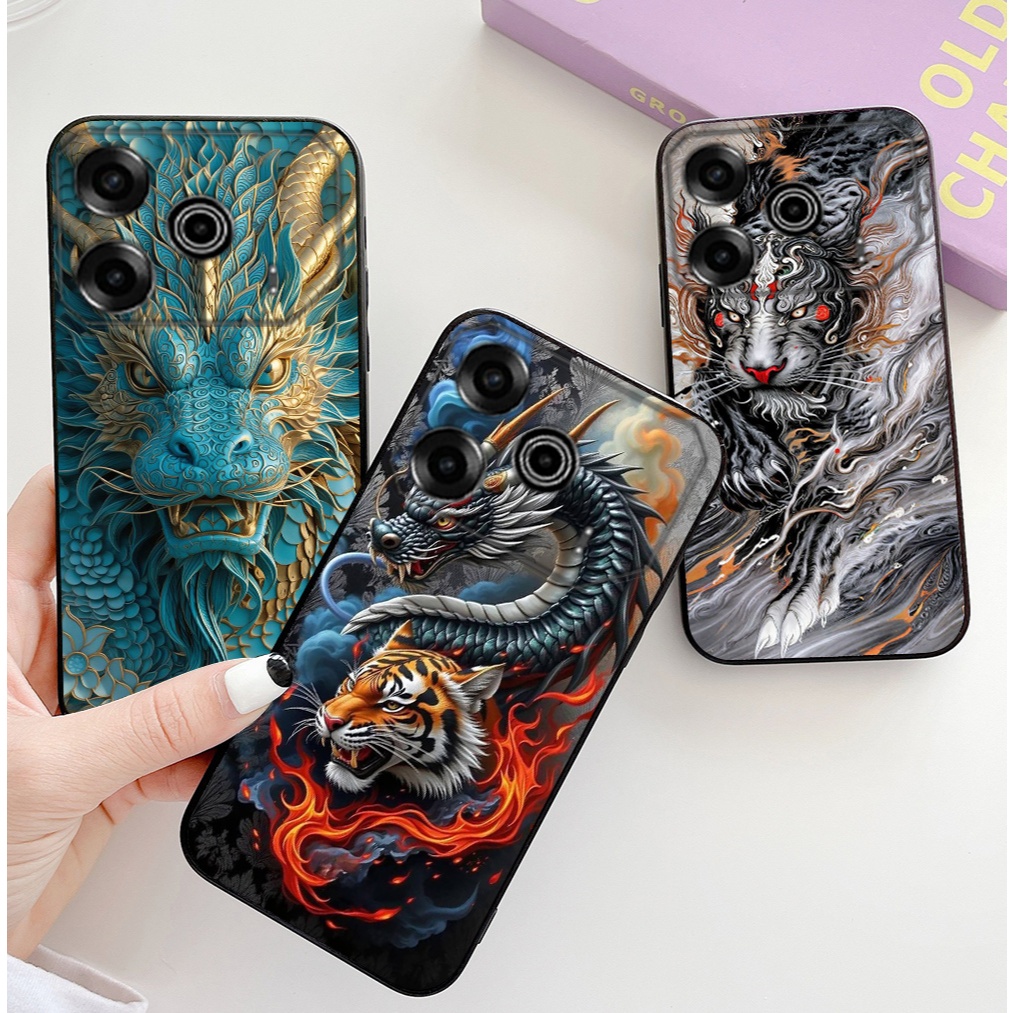 เคส Tecno POVA 6 NEO / POVA 6 PRO 5G พิมพ์ลายมังกรและนกฟีนิกซ์ เคสผู้ชาย