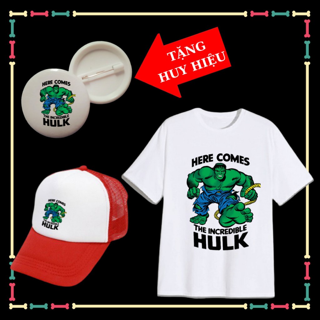 เสื้อยืดเด็กซูเปอร์ฮีโร่ Green Giant Hulk ทุกสี ทุกขนาด รวมตรา Hulk รวมหมวก Hulk