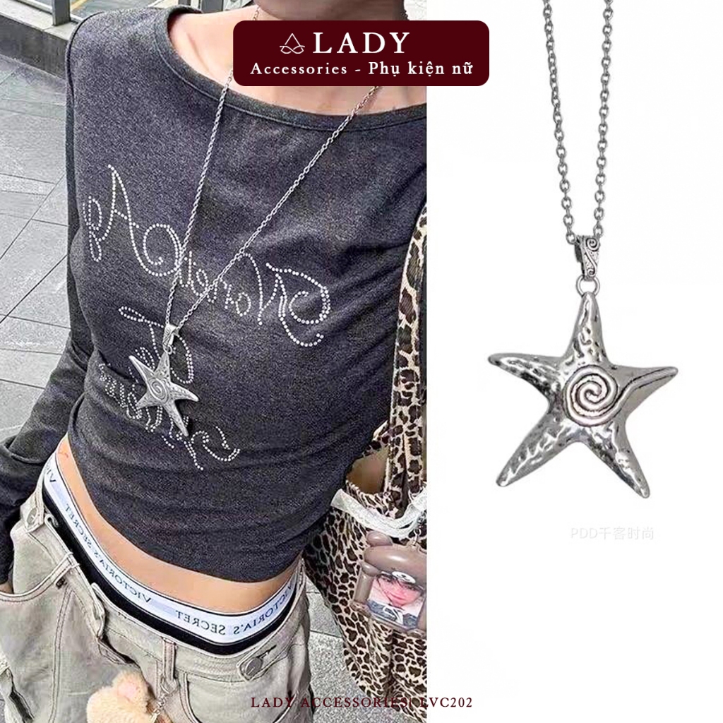 สร้อยคอดาวใหญ่ที่โดดเด่น สร้อยคอบุคลิกภาพสไตล์ Y2K เครื่องประดับแฟชั่น Lady LVC202