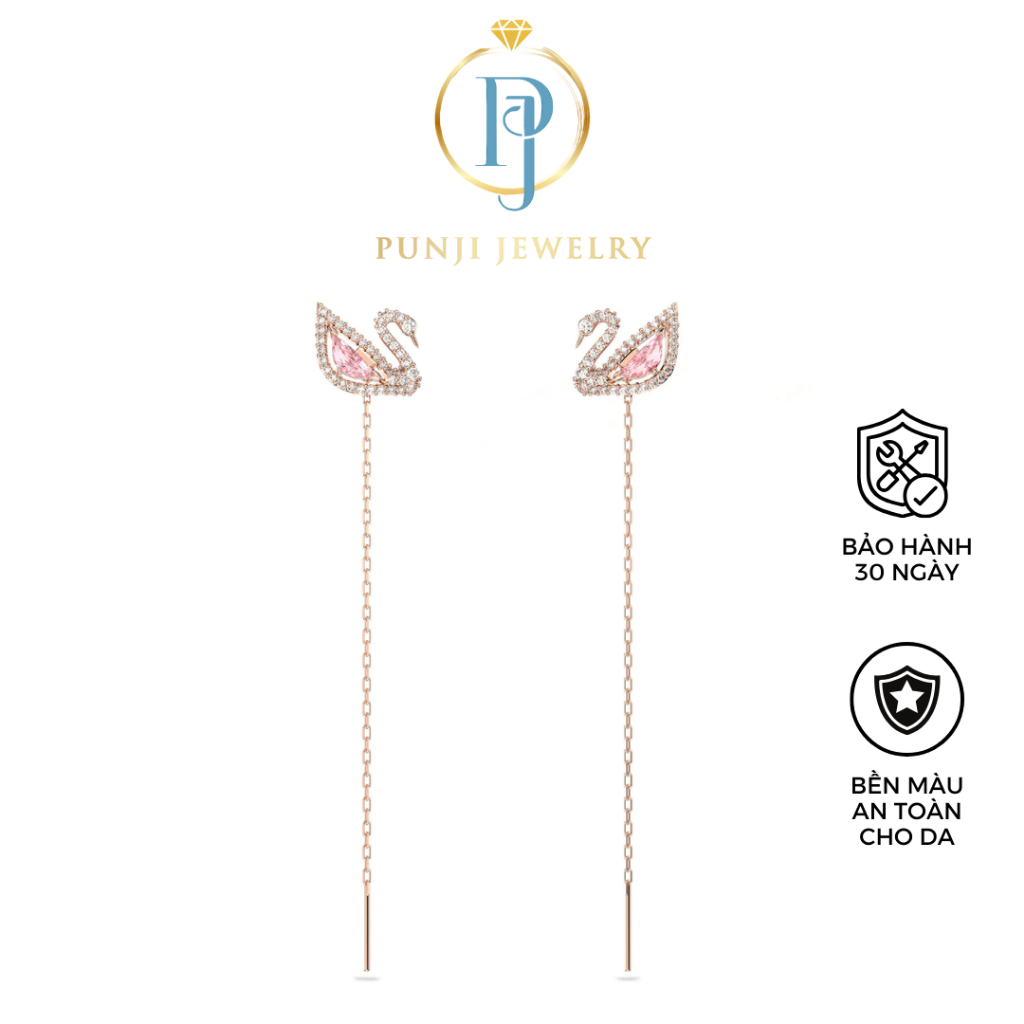 ต่างหู Swarovski Dazzling Swan (ชุบโรสโกลด์) สินค้าหรู Fullbox