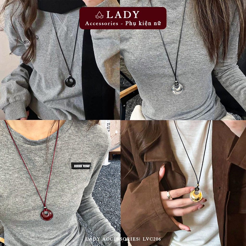 สร้อยคอทรงกลมกลวงยาวสร้อยคอผู้หญิงแบบไดนามิกเครื่องประดับแฟชั่น Lady Accessories LVC206