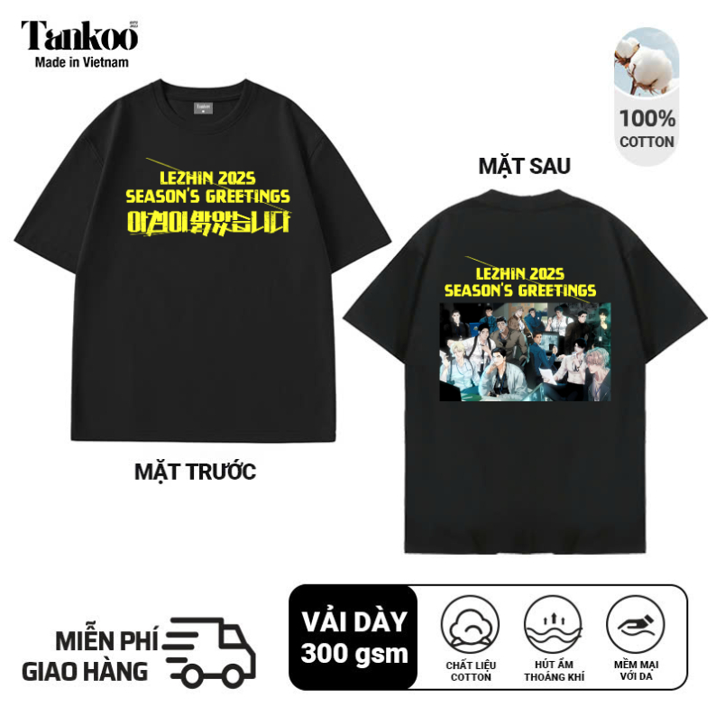 เสื้อยืดพิมพ์ลาย TANKOO สําหรับผู้ชายและผู้หญิง เนื้อผ้าฝ้ายสวยมาก พิมพ์ลายทีม Lezhin Comics Seasons