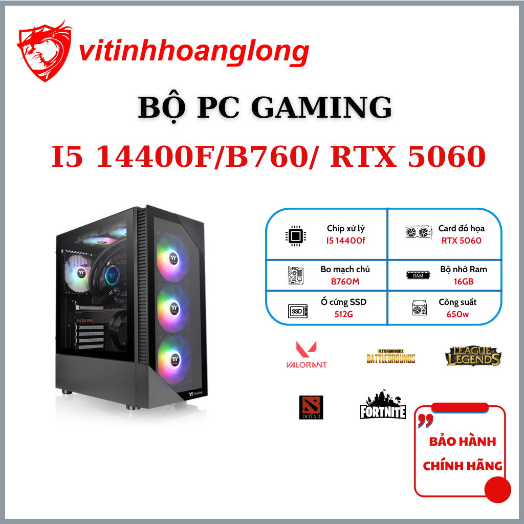 ชุดเกมมิ่งพีซี i5 12400f | 14400F + RTX 5060 ram 16GB สําหรับทุกเกม - 36 เดือน
