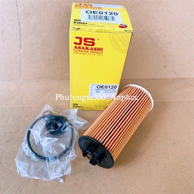 กรองน้ํามันเครื่องสําหรับ BMW X1 sDriver 20i, BMW i8, Mini Cooper ยี่ห้อ JS Asakashi Japan OE0120