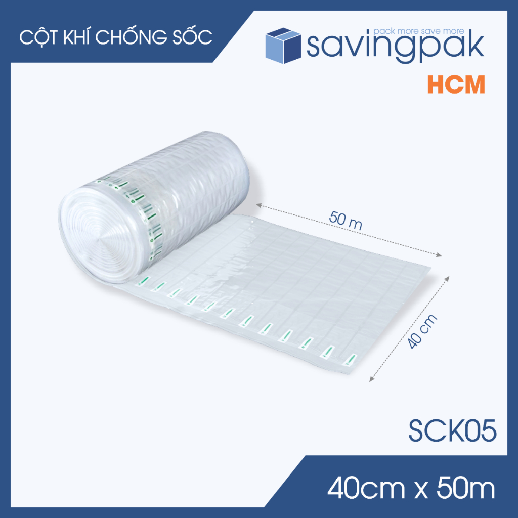SCK05 - 40 ซม. x 50 ม. - ม้วนคอลัมน์อากาศป้องกันการกระแทก, ฟองอากาศ, ที่นอนลมสําหรับบรรจุสินค้าเปราะ