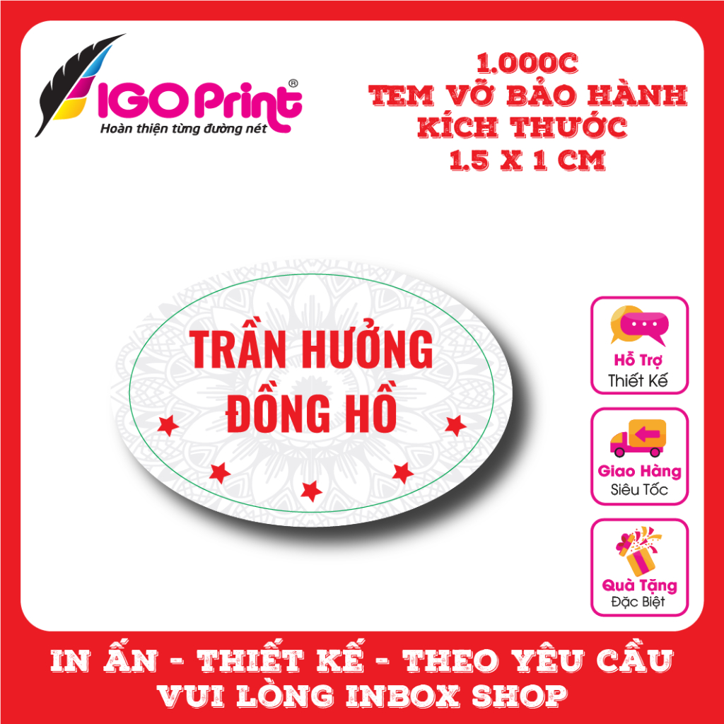 Combo 1.000c Igo พิมพ์ Anti-coounterfeit Decal สติกเกอร์หักคุณภาพสูงออกแบบที่กําหนดเองขนาด 1.5 x 1 ซ