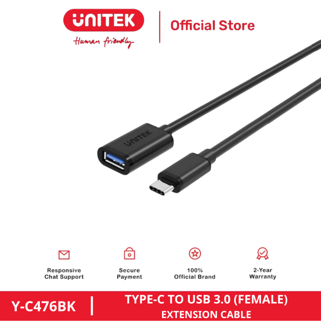 UNITEK Y-C476BK Type-C to USB 3.0 Extension Cable (F)