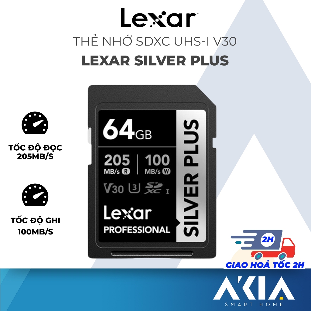 64GB/ 128GB/ 256GB SDXC Lexar Silver Plus การ์ดหน่วยความจําเฉพาะสําหรับกล้องและกล้องวิดีโอของแท้