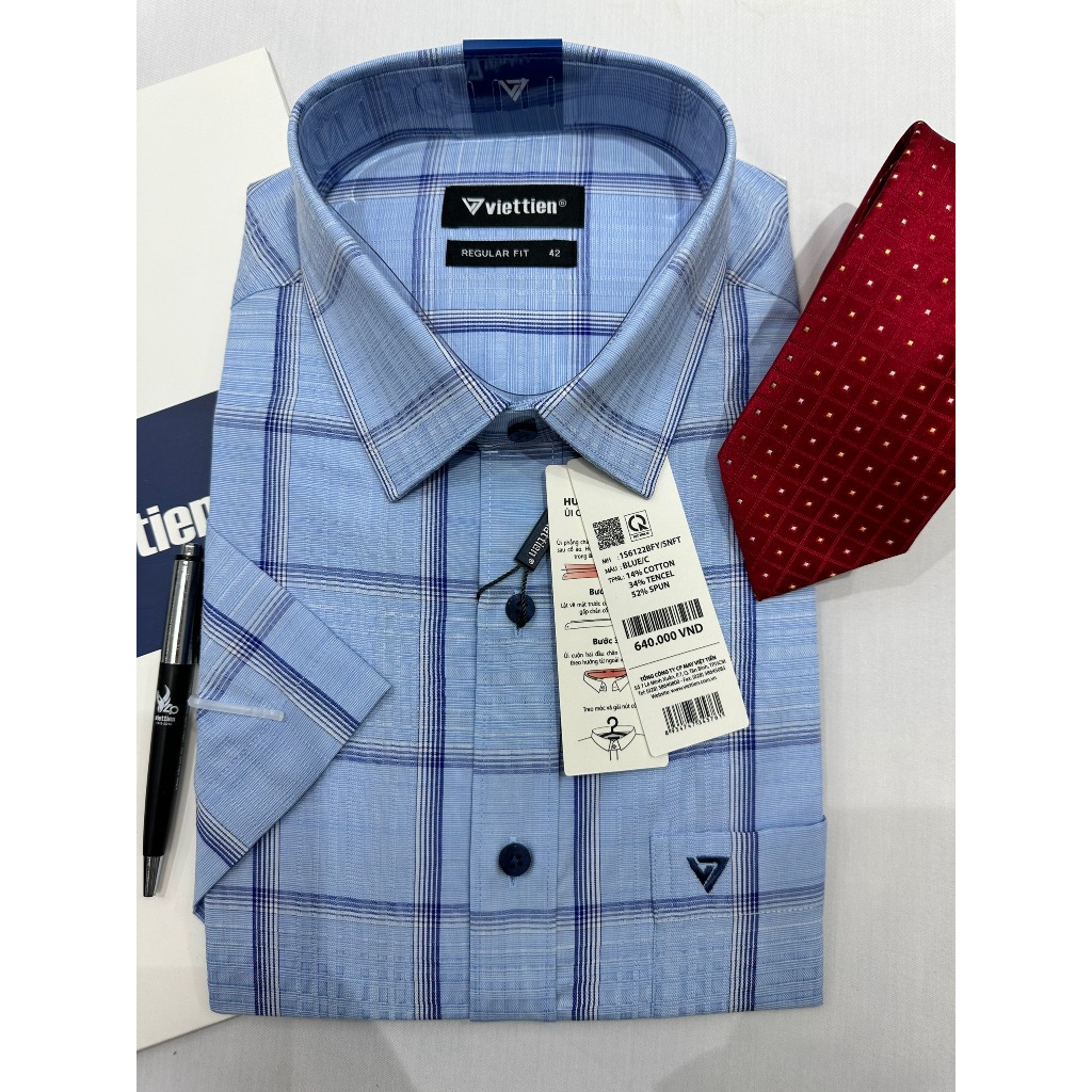 เสื้อเชิ้ตแขนสั้นผู้ชาย Viet Tien 1S6122