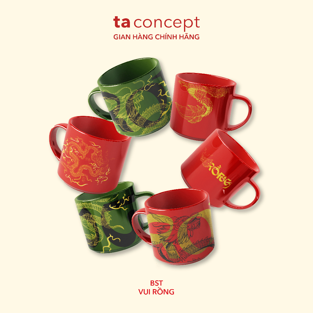 Vui Rong TA CONCEPT ถ้วยพอร์ซเลน ถ้วยเซรามิคทนความร้อนคุณภาพสูง สําหรับดื่มชา กาแฟ ของที่ระลึก Vui R