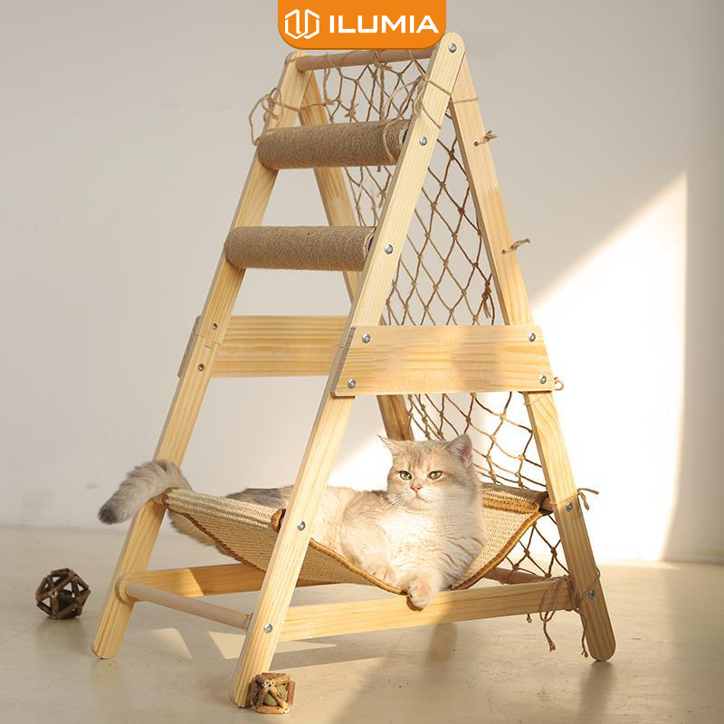 Cattree พร้อมเปลญวนและตาข่ายสําหรับแมวปีนเพื่อความบันเทิงและผ่อนคลาย ยี่ห้อ ILUMIA - GU7