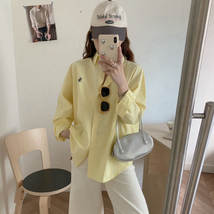 Sugal SO MI NU 030V4 เสื้อเชิ้ตแขนยาวคอปกเยอรมันของผู้หญิงหน้าอกปัก