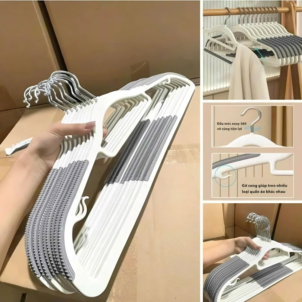 [สุดคุ้ม] คอมโบไม้แขวนเสื้อ 30 ชิ้น LS1-0657-417 ไหล่กันลื่น