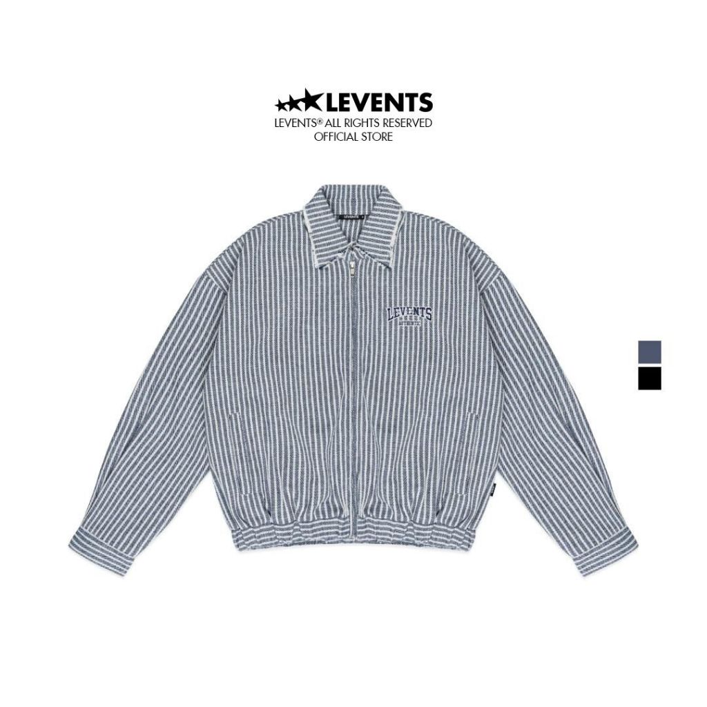 Levents Striped Boxy Khaki Jacket ทําจากผ้าฝ้ายโพลีผสมแข็ง Unisex