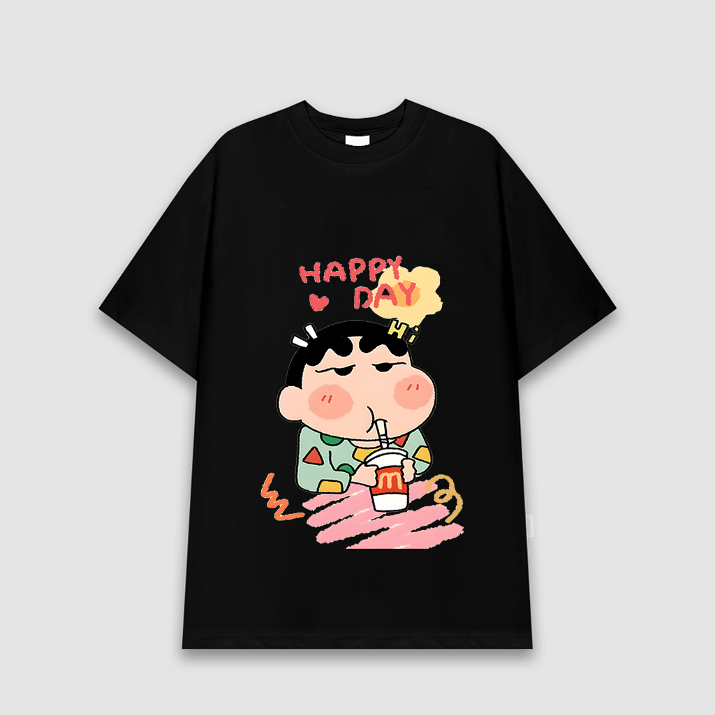 เสื้อยืดแขนสั้นสีดําและสีขาวฤดูร้อนน่ารักสไตล์ใหม่เผชิญ/9215