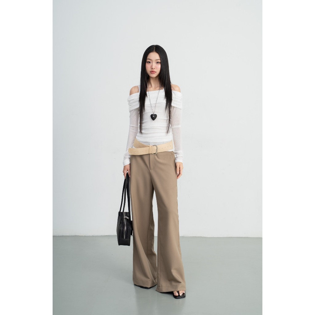 กางเกงขาตรงสีน้ําตาลตะวันตก - HOO DESIGN