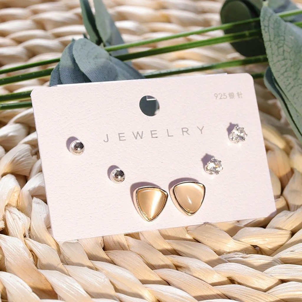 ต่างหูพู่เทรนด์ใหม่ S925 SPK195.45806 Collection [DoRa Jewelry] - สีเขียว ข้าม สี่เหลี่ยม สะพาน