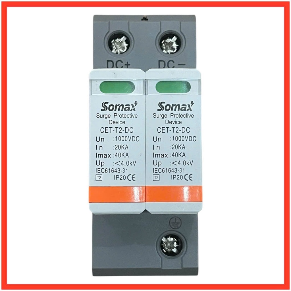 Somax DC 2P 1000V เครื่องป้องกันไฟกระชากฟ้าผ่า - ตัวกรองสายฟ้า DC SPD, เบรกเกอร์ DC 2P 1000V