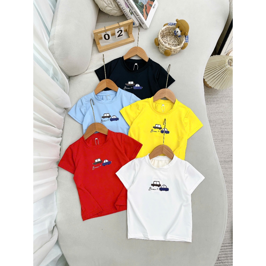 Combo เสื้อยืดรูปตัวรถ 3 ชิ้นสําหรับเด็กทําจากผ้าฝ้ายสุดเท่ - ขนาดตั้งแต่ 7-25kg