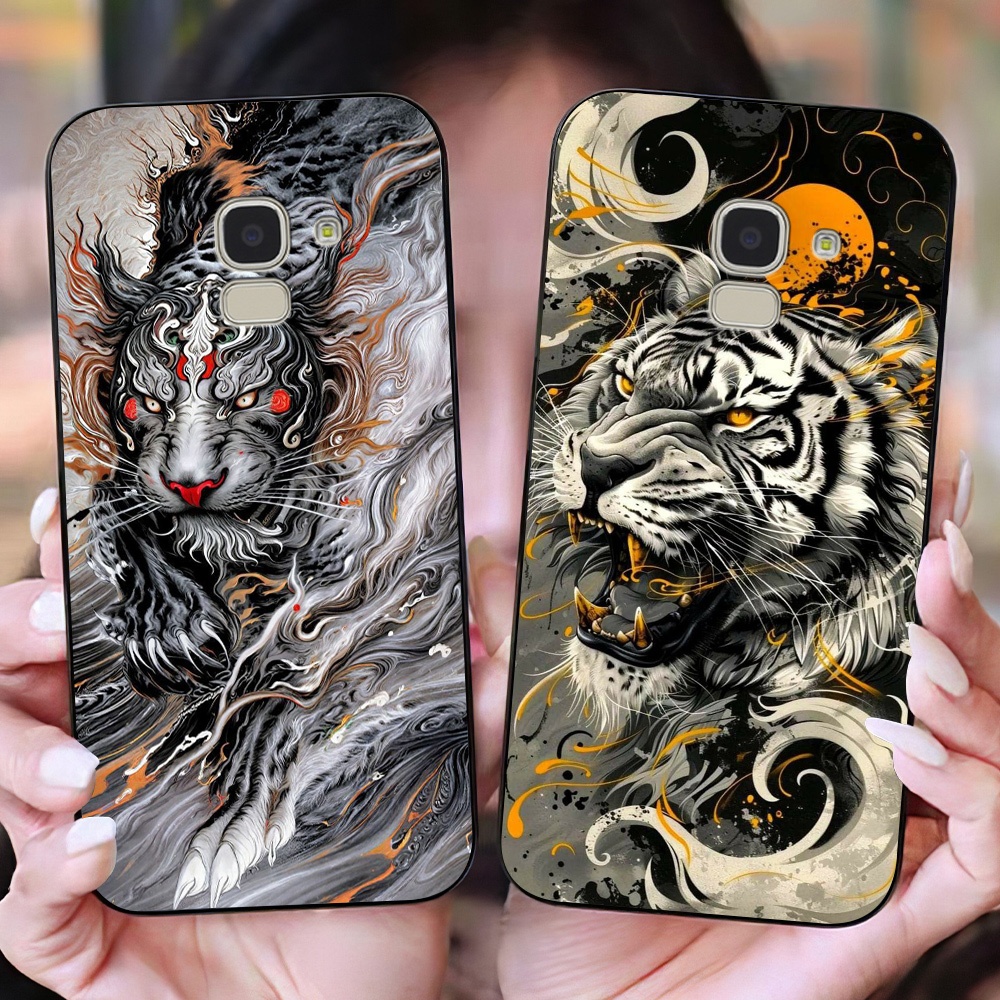 เคสสําหรับ Samsung ss j6 plus / ss j6+ / a8 plus 2018 พร้อมพิมพ์มังกรและนกฟีนิกซ์ เคสผู้ชาย