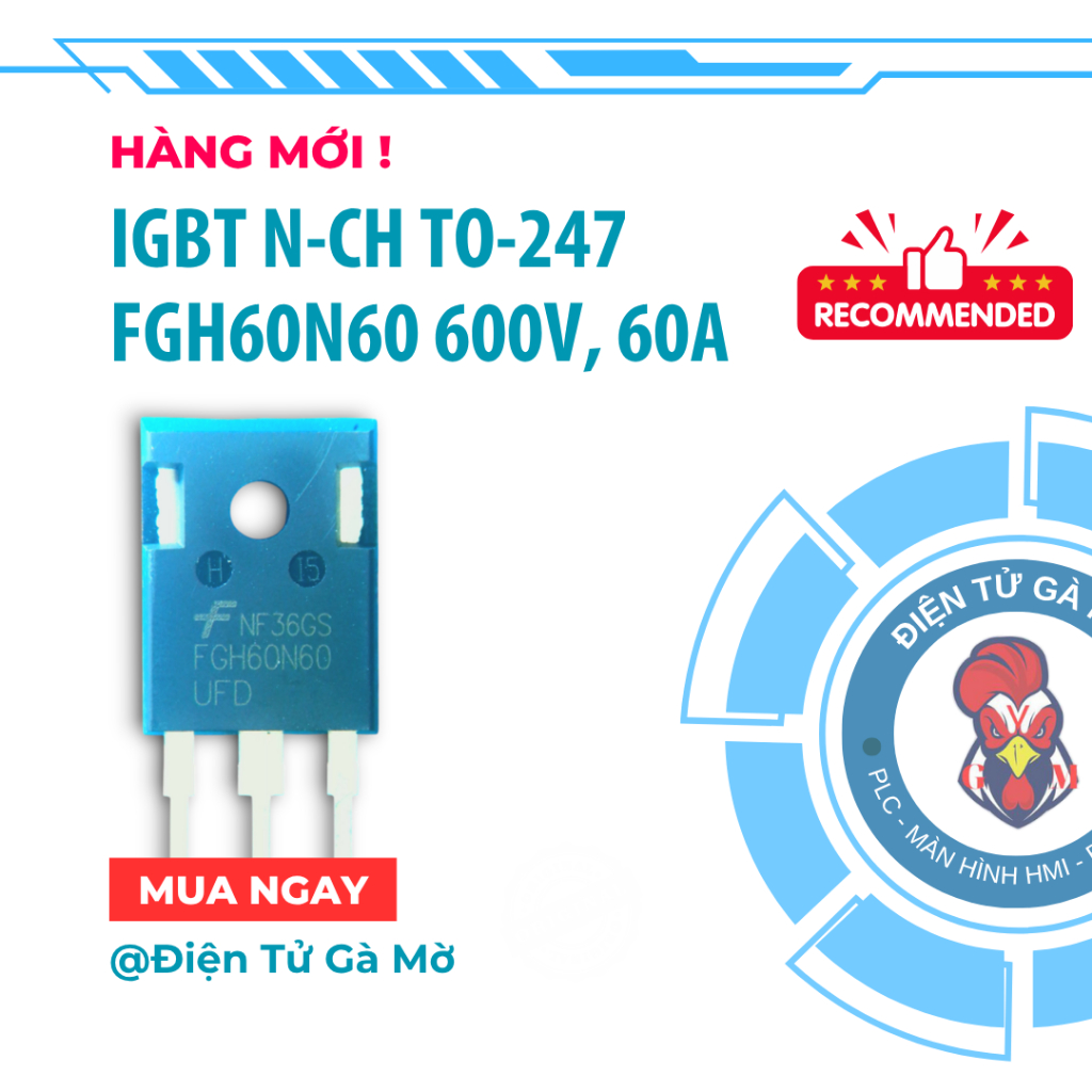 [1 CON] IGBT N-Channel, FGH60N60 600V, 60A TO-247 นําเข้าใหม่