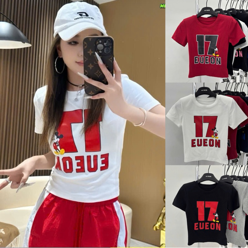 เสื้อครอปบอดี้สูทสั้นพิมพ์ลาย CR MUOIBAY SEVEN NUMBER