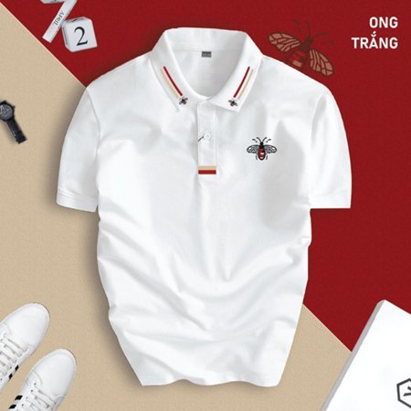 POLO ONG เสื้อยืดคอปกเปิดชาย BASIC CVC ลายจระเข้หรูหรา เรียบหรู โปร่งสบาย