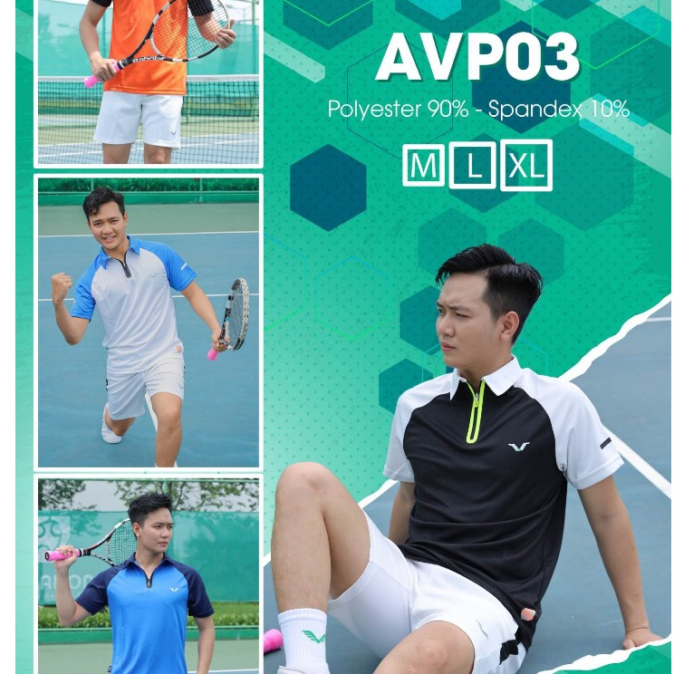 เสื้อยืดคอปกเปิดลงผู้ชาย Bolding คุณภาพสูง - Vina ของแท้ ahp03