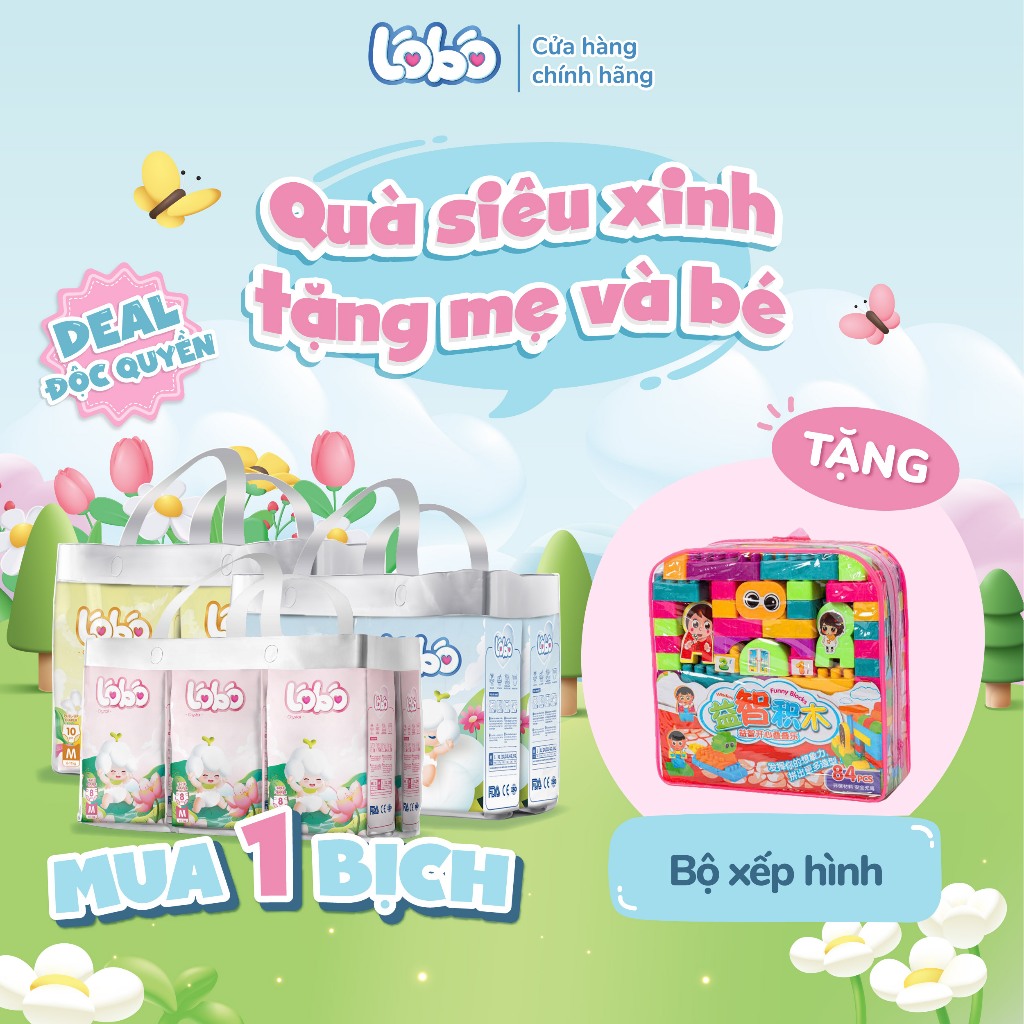 LOBO [ฟรี 01 PUZZLE BACKPACK] COMBO 01 BAG OF THIN, SOFT, ABSORBENT LOBO DIAPERS/DIAPER สําหรับทารก