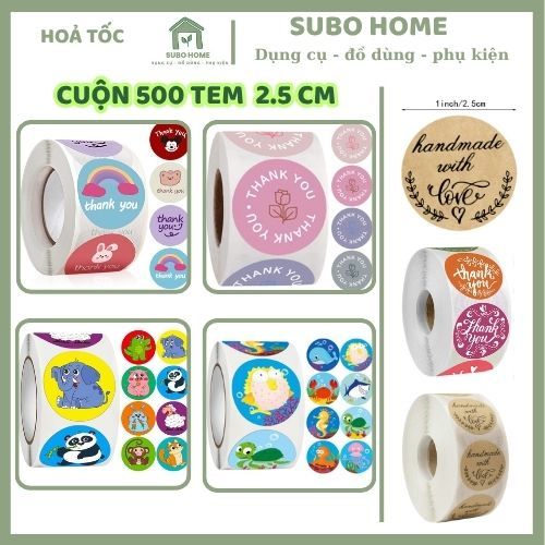 ขอบคุณ ตราประทับสติกเกอร์ลามิเนตสติกเกอร์กล่องเค้ก ม้วน 500 สติกเกอร์ติดด้วยตนเองการ์ตูนตลกสําหรับห่อของขวัญ