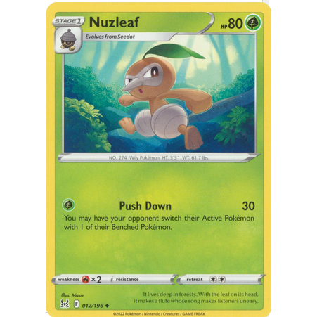 [การ์ดโปเกมอน TCG] Nuzleaf - 012/196 - Uncommon