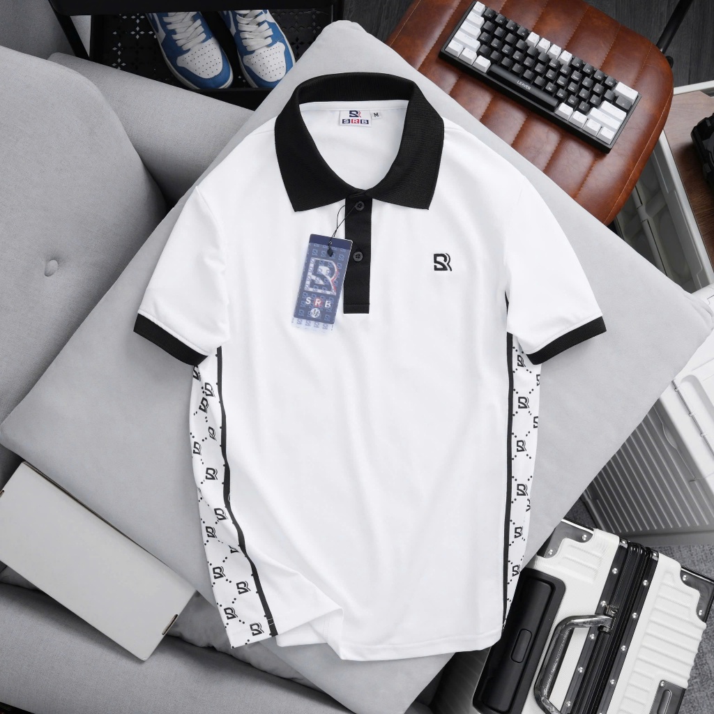 เสื้อยืดคอโปโลผู้ชาย SRB05 ผสมผสานซี่โครงอ่อนเยาว์ - ผ้าฝ้ายจระเข้สุดเท่ แขนสั้น ยืด 4 ทิศทาง