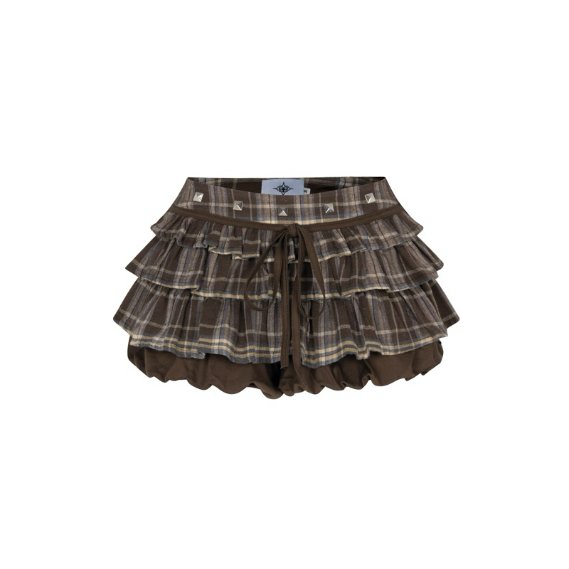 BROWN BROWN CARROT SHORT SKIRT WITH BUTTONS - กระโปรงมินิของแท้ ASTERACEAE