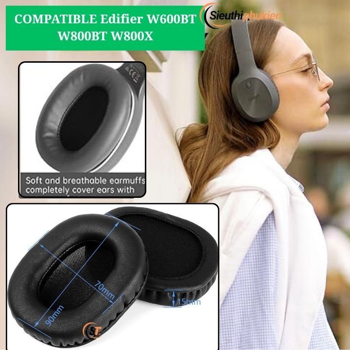 Edifier W600BT W800BT W800X ปลอกหมอนอิงหนังหูฟัง, เคสหูฟัง Edifier 07090