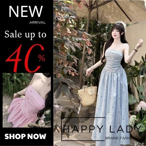 แม็กซี่เดรสพิมพ์ลายโบว์ผู้หญิงลายทางสวย Ht684