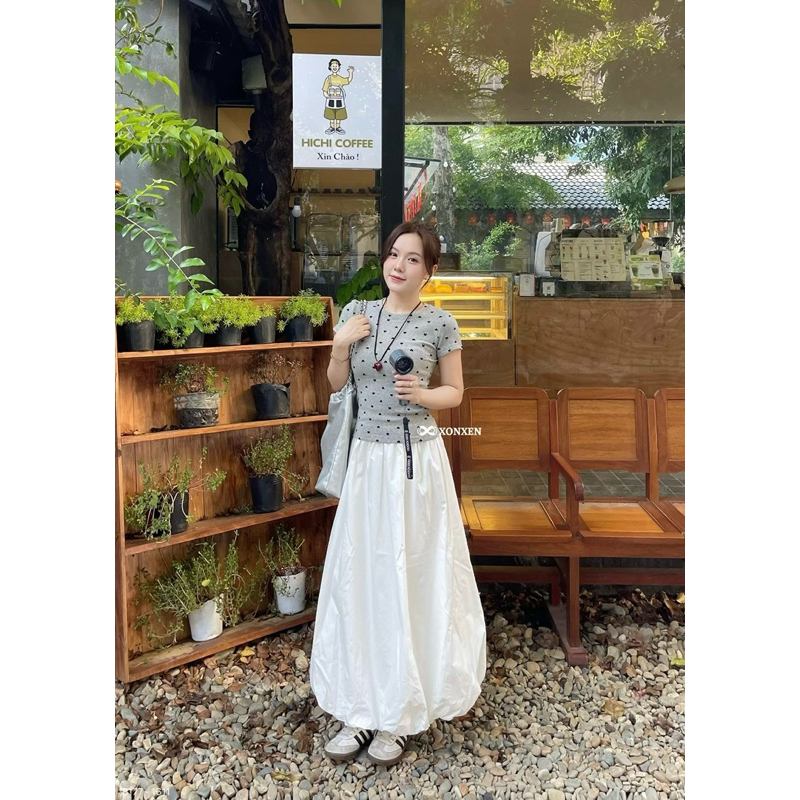 Seeu nt เสื้อยืดขนาดกลางพิมพ์ลายหัวใจและผูกผม XONXEN SHOP รหัส 8177